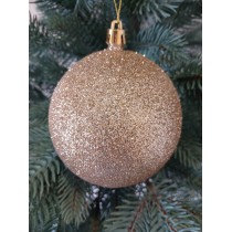 Новорічна куля "Блискітки" Ø100мм бежева, ціна за набір 3шт